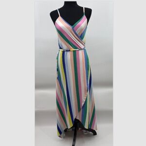 Love Fire Dress Women Medium NEW Multicolor Sleeveless Striped Wrap Soft Knit